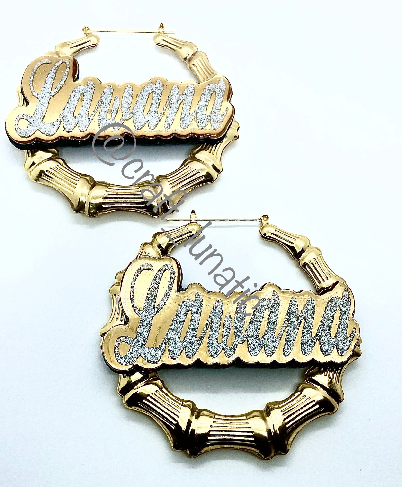 Fashion Bamboo Personalized Earrings HOOPS - Main Image